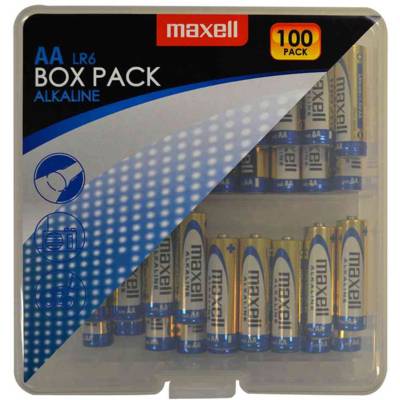 BOX PACK 100 Piles alcaline Mignon AA LR6 1,5V - MAXELL