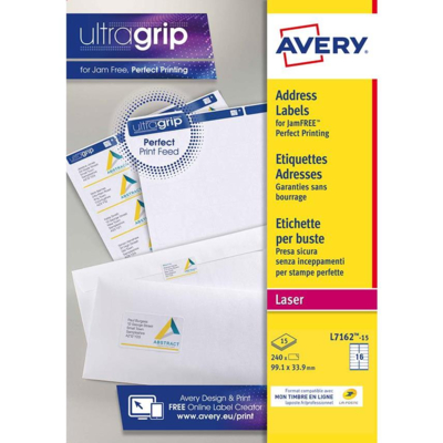 Pochette de 240 étiquettes d'adresses 99,1 x 33,9mm blanches - Avery
