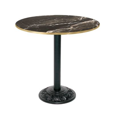 Table pied noir Ø70cm marbre royal chant laiton - intérieur - RestooTab