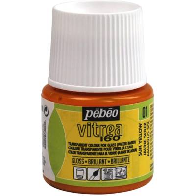 Flacon 45ml peinture Vitrea 160 brillante pour verre JAUNE SOLEIL - PÉBÉO