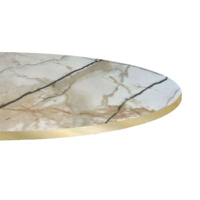 Plateau de table rond Marbre Calcuta & laiton - RestooTab