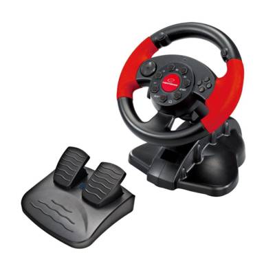 Volant Gaming High Octane - pédales d'accélération / Frein PS2/PS3/PC Noir/Rouge - ESPERANZA