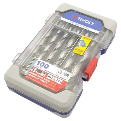 Coffret 100 pièces TIVOLY - 100 forets métaux HSS taillés meulés pointe en croix Ø 1 à 13mm - 11452070003