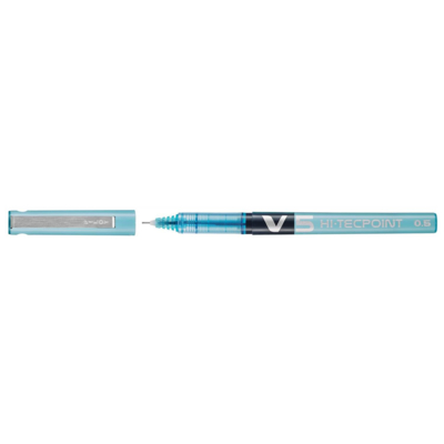 Stylo roller Hi-Tecpoint V5 Encre liquide Pte Fine Turquoise - Pilot