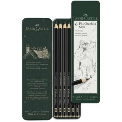 Crayon graphite PITT GRAPHITE Matt, étui de 6 - FABER-CASTELL