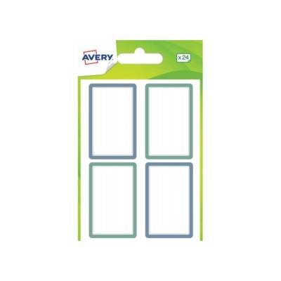 Sachet de 24 étiquettes scolaires bleues et vertes - 36 x 56 mm - AVERY