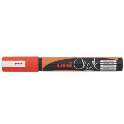 Marqueur craie Pointe conique moyenne CHALK Marker PWE5M 1,8 - 2,5mm Orange Fluo - Uni-Ball