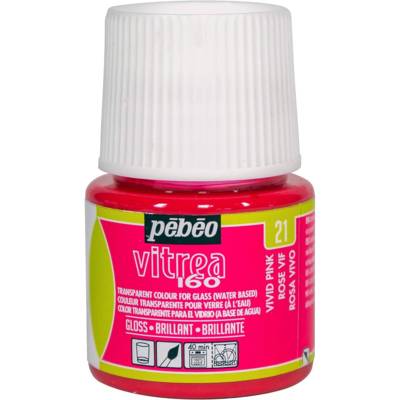 Flacon 45ml peinture Vitrea 160 brillante pour verre ROSE VIF - PÉBÉO