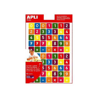 Gommettes chiffres multicolores - 840 gommettes - 12 feuilles - Apli-Agipa