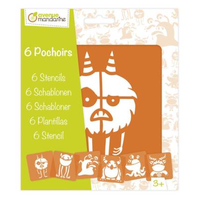 Set de 6 pochoirs enfants, Monstres - Orange - AVENUE MANDARINE
