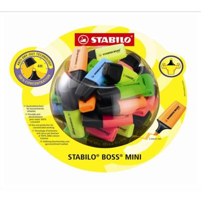 Bonbonne de 50 Surligneurs BOSS MINI Pointe biseautée Assortis - STABILO