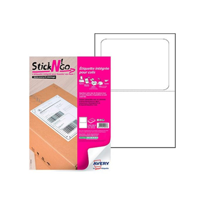 Paquet de 100 étiquettes intégrées Stick'Ngo format Colissimo, 113x164mm - Avery