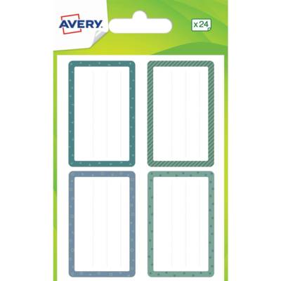 24 étiquettes scolaires motifs bleus et verts - 36 x 56 mm - AVERY