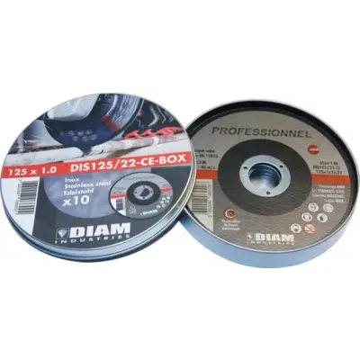 Boite de 10 disques abrasif diam.125 X 1 X 22.23 inox - DIAM INDUSTRIES - DIS125/22-CE-BOX