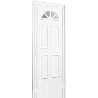 Porte d'entrée PVC GALLUS blanc vitrage demi-lune dormant 60 mm - 200 x 80 cm - Gedimat - NEOBAIE