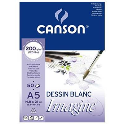Bloc à dessin Imagine format A5 200 g Blanc - CANSON