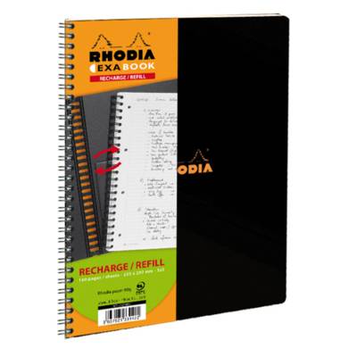 Recharge pour EXABOOK spirale A4+ 160 pages perforées+détachables 5X5 - RHODIA
