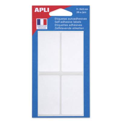 Sachet de 28 étiquettes multifonctions permanentes 30x55 mm Blanc - APLI-AGIPA
