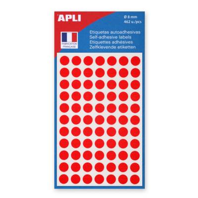Sachet de 462 étiquettes Gommettes de signalisation Rondes 8 mm Rouge - APLI-AGIPA