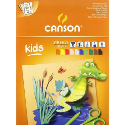 Bloc 10 Feuilles Papier Couleur KIDS 240 x 320 mm 185 g couleurs assorties - CANSON