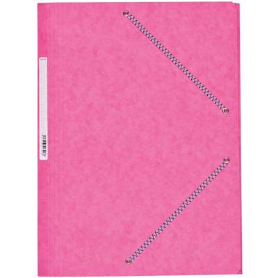 Chemise Carte Lustée 24 x 32 cm à rabats avec élastique et étiquette de dos Rose - COUTAL