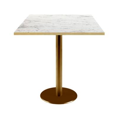 Table pied Doré 70x70cm calacatta chants laiton - intérieur - RestooTab