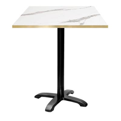 Mange-debout pied noir 70x70cm marbre blanc chant laiton - intérieur - RestooTab