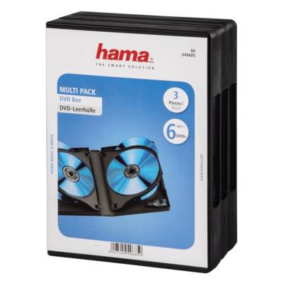 Boîtier pour 6 DVD, lot de 3, Noir - HAMA