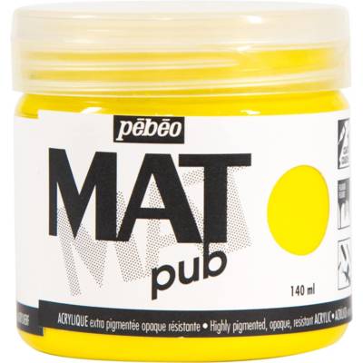 Pot 140ml Peinture Acrylique MAT pub Jaune Primaire - PÉBÉO