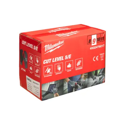 Gants anti-coupure enduction nitrile - Niveau 5/E - Taille 9/L - 144 paires - MILWAUKEE - 4932479017