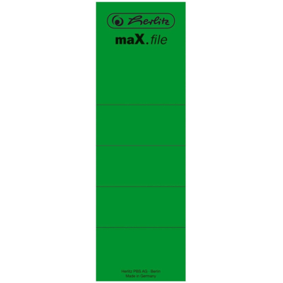 Sachet 10 Etiquettes de dos pour classeurs maX.file 60 x 190 mm Vert - Herlitz
