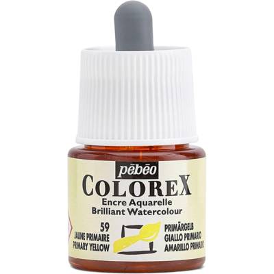 Flacon 45ml Encre COLOREX Aquarelle JAUNE PRIMAIRE - PÉBÉO