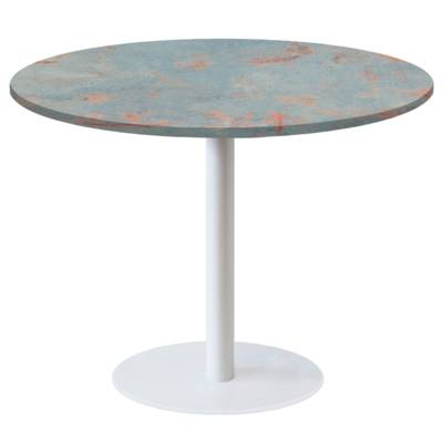 Table pied blanc Ø120cm gris rouille - intérieur - RestooTab