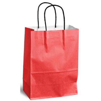 Sac à Poignées Torsadées Kraft 100g 24x11x33cm Rouge - MAILMEDIA