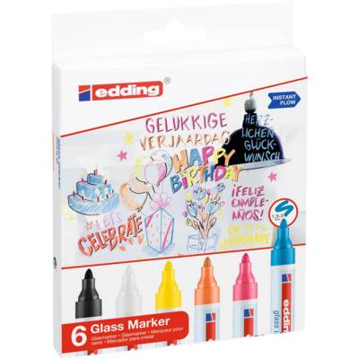 Marqueur pour verre 95 Etui de 6 Assorti 1,5-3 mm - EDDING
