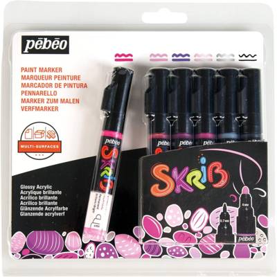 Lot de 6 Marqueurs Dragees Acrylique Brillante Multi Surfaces Pointe 0,7/4mm - PÉBÉO