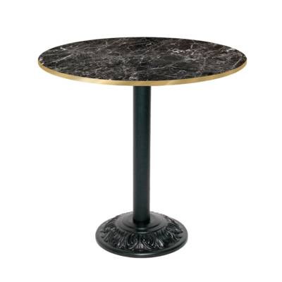Table pied noir Ø70cm marbre noir chant laiton - intérieur - RestooTab