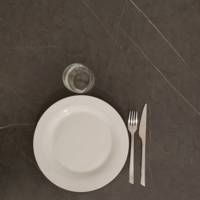 Table pied noir 70x70cm marquina chants laiton - intérieur - RestooTab