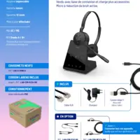 Casque micro sans fil DECT Jabra Engage 65 Duo reconditionné
