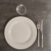 Table pied blanc Ø120cm ardoise metallisée - intérieur - RestooTab