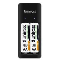 Chargeur Mini Hybrio AA/AAA + 2 piles rechargeables AA 1,2 V inclus - UNIROSS