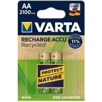 Lot de 2 Piles rechargeables NiMH "RECHARGE ACCU Recycled", Micro AA, 2.100mAh - VARTA