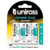 Pack de 4 Piles Alcalines AA-LR6 Power Plus 1,5V - UNIROSS