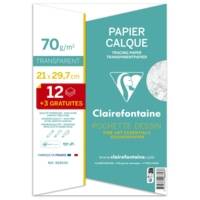 Pochette papier calque 21x29.7cm 70g 12 + 3 gratuites - CLAIREFONTAINE