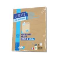 Paquet de 25 pochettes kraft brun auto-adhésives 90g format n°24 260 x 330 mm - GPV