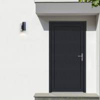 Porte de service PVC DAKAR gris anthracite 7016 dormant 60 mm avec tapées pour isolation 140 mm - 200 X 90 cm - Gedimat - EUROPEN