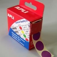 Bte Distributrice 150 étiquettes Gommettes de signalisation Rondes 15 mm Violet - Apli-Agipa