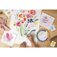 Aquarelle Fine Boîte Ronde en Métal 12 Demi-Godets - PÉBÉO
