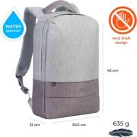 Sac à Dos pour PC portable Anti-Vol Gris/Mocha 15.6 - RIVACASE