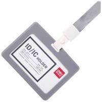 Pack de 6 Badges porte nom silicone 89×54mm Gris - capacité de 2 cartes - DELI